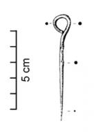EPG-1032 - Épingle à tête en bouclebronzeTPQ : -950 - TAQ : -725Epingle de section circulaire, dont la tête est simplement repliée en boucle sur le corps.