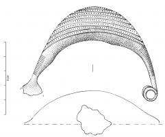FIB-2198 - Fibule a navicellabronzeGrande fibule à arc largement cintré et renflé, ouvert par dessous (en forme de 