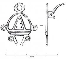FIB-41712 - Fibule non symétrique émaillée avec anneau
