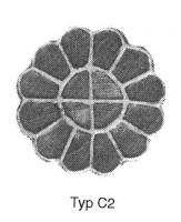 FIB-5230 - Fibule cloisonnée avec compartiment central orné de pierres, Vielitz C2argentTPQ : 470 - TAQ : 570Fibule circulaire ou polylobée à deux rangées de décor, le second étant un cercle orné de pierre (grenats par exemple).
