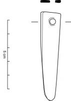 FRT-6007 - Ferret linguiforme long (Fe)ferFerret allongé et étroit (L. sup. à 50 cm, l. 20 mm max.) avec un (ou deux)  rivet proximal de fixation.