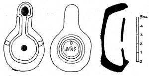 LMP-42534 - Lampe de firme : AURELIVSterre cuiteLampe de firme, marque AVR F (ou AVR XAN[thus], ou S.A.X).
