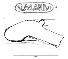 MRT-4011 - Jatte ou mortier : QMARIVterre cuiteJatte ou mortier à lèvre épaissie et déversée ; bec verseur ; marque estampée près du bec : QMARIV ou QMARIN(.)