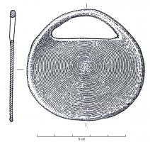 PDQ-1053 - Pendeloque discoïdalebronzePendeloque discoïdale à bélière incorporée, formée par un ajour dans le disque.