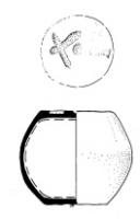 PDS-4403 - Poids sphérique (section)bronzePoids en bronze coulé, en forme de sphère (ou section de sphère) avec deux faces horizontales; marque incrustée d'argent [[xxxxxxx]], poids d'xxxxxx (xxxxxx g).