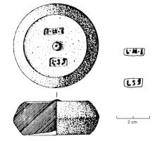 PDS-4499 - Poids en section de sphère : 1 librabronzePoids coulé, en section de sphère avec deux faces parallèles ; poids d'1 livre. Objets rarement inscrits.