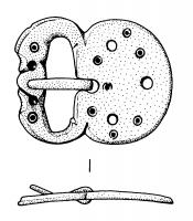 PLB-4001 - Plaque-boucle rigide à extrémités zoomorphesbronzePlaque-boucle rigide en bronze coulé, comprenant une boucle 