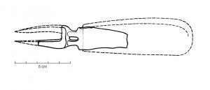 ROA-7001 - Rouanne ou rainetteferOutil à deux pointes prolongées par une languette perforée pour servir d'axe de rotation avant le manche. 
