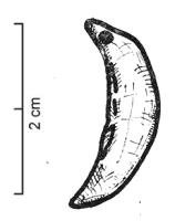 AML-0001 - Amulette : dent percéedentAmulette ou pendeloque obtenue à partir d'une dent, généralement une canine, perforée pour a suspension. On note une sélection préférenteille d'animaux dangereux (canidés, fauves...).