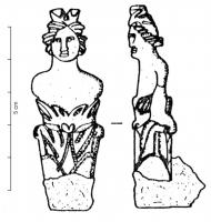CNF-4082 - Canif : buste d'Apollonos, ferCanif à lame pliante, figurant un buste d'Apollon (avec sa coiffure féminine caractéristique), émergeant d'un fleuron posé sur un chapiteau.