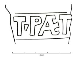 COV-4349 - Tuile estampillée T.PAETIterre cuiteTPQ : -30 - TAQ : 100Tuile estampillée T.PAETI, dans un cartouche rectangulaire.