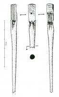 EPG-4124 - Épingle à sommet orné : main tenant des tablettesosEpingle dont le sommet figure une main droite, tenant des tablettes.