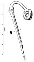 FIB-31015 - Fibule à arc interrompu par une protubérancebronzeFibule à ressort court, corde externe, arc fortement tendu à la tête avec une esquisse de 