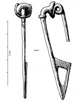 FIB-3862 - Fibule de type Trumpet-headbronzeFibule caractéristée par un net élargissement de l'arc à la tête, juste avant le début des spires du ressort, formant la 