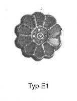 FIB-5248 - Fibule cloisonnée avec registre central avec ocelle Vielitz E1-E2argent, orFibule cloisonnée avec grenat et registre central circulaire avec un ocelle central et points.