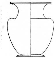 GOB-3007 - GobeletargentGobelet (ou cruche ?) à panse ovoïde, fond plat sur un  annulaire débordant ; forte carène à l'épaule, avec un col concave et une ouverture largement ouverte, bord triangulaire mouluré.