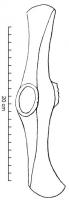 HCH-1024 - Hache-herminette, type hongroiscuivreTPQ : -2500 - TAQ : -1900Hache à deux tranchants disposés sur deux plans perpendiculaires, de part et d'autre de l'œil.