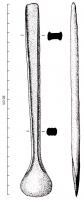 HCH-1035 - Hache-spatulebronzeHache à moyens rebords, longue et fine, à tranchant en forme de spatule courte.