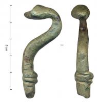 IND-4030 - Objet à identifierbronzeObjet moulé en forme de col de cygne, avec un renflement mouluré à la base.  