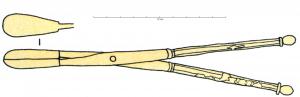 PCC-4006 - Pince chirurgicalebronzePince sur axe;  les mors ovales sont plats, sans dentelures latérales. Poignées massives, facettées, extrémités en balustre.