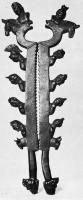PCS-4001 - Pince à castrerbronzePince constituer de deux robustes poignées prolongées par des demi-cercles, qu'on doit lier ensemble pour obtenir l'effet recherché ; la fonction religieuse est assurée par les bustes de divinités répartis sur toute la longueur de l'instrument.