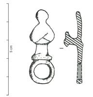 PDH-4046 - Pendant de harnaisbronzeTPQ : 1 - TAQ : 400Pendant-applique composé d'une applique foliacée, avec un bouton de fixation au revers, et d'un anneau pouvant servir à la supension d'un pendant  à crochet.