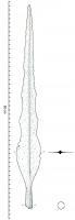 PTL-3005 - Pointe de lance à bord curviligneferPointe de lance à  flamme très effilée et échancrures bilatérales curvilignes; section plate, avec une arête médiane très marquée ; douille circulaire ou polygonale.