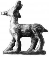 STE-4189 - Statuette zoomorphe : ovi - caprinébronzeStatuette en bronze figurant un capridé en marche, posé sur une plaquette reliant les pattes entre elles, et destinée à faciliter la fixation de la figurine sur un socle.