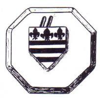 PDS-9004 - Poids de ville : BéziersbronzePoids octogonaux (carré à angles abattus) sauf huitième et once (en forme d'écu), ne comportant sur leur face supérieure que le blason de la ville qui est : 