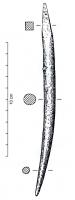 ALN-1002 - Alène : corps de section circulairebronzeAlène (appelée aussi poinçon) constituée d'une soie de section quadrangulaire et d'un corps et d'une pointe de section circulaire.
