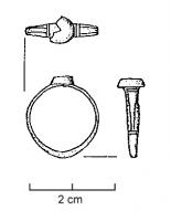 BAG-4301 - BaguebronzeTPQ : 350 - TAQ : 500Bague à épaulements dessinés, mais peu marqués en profil, chaton tronconique rapporté.
