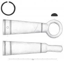 BLC-4043 - Embout de fléau de balancebronzeEmbout en forme de douille légèrement tronconique (filets concentriques, trou de fixation), terminée par un robuste anneau.