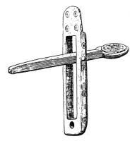 BLC-6005 - Balance monétaire à tare fixebois de cerfBalance à tare fixe (pour vérifier une monnaie particulière), constituée de deux éléments articulés se repliant l'un dans l'autre.
