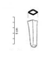 BOF-1005 - Bouterolle à section losangiquebronzeTPQ : -950 - TAQ : -700Boutterolle en forme d'étui rectiligne, effilée vers la pointe, avec une section losangique.