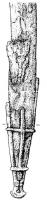 BOF-3002 - BouterollebronzeTPQ : -50 - TAQ : -20Bouterolle transversale à la pointe, évoquant la forme d'une nageoire, d'un berceau ou d'une ancre de navire.