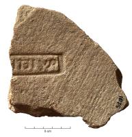 BRQ-4038 - Brique bipedales estampillée QVIETIterre cuiteBrique épaisse de format bipedales, estampillée QVIETI, en creux et en lettres rétrogrades, dans un cartouche.