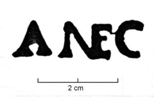 COV-4151 - Tuile estampillée ANECterre cuiteTuile estampillée ANEC, en creux, sans cartouche.