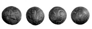 DEJ-4022 - Bille inscritebronzeBille sphérique, inscrite de lettres gravées.