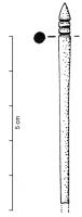 EPG-4113 - ÉpingleosTPQ : 50 - TAQ : 400Epingle à fût cylindrique ; le sommet conique est creusé de trois gorges dégageant des moulures.