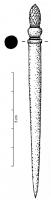 EPG-4118 - Épingle à sommet orné : pomme de pinosTPQ : 50 - TAQ : 400Epingle au sommet orné d'une pomme de pin, séparée du fut par des moulures.