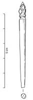 EPG-4130 - ÉpingleosTPQ : 200 - TAQ : 300Epingle en os dont la tête est façonnée en forme de pomme de pin : bulbe fusiforme, couvert d'incisions obliques généralement entrecroisées, limité par deux gorges en bas et parfois aussi en haut.