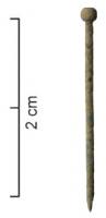 EPG-7001 - Épingle à tête enrouléebronzeTPQ : 1200 - TAQ : 1875Épingle à tête rapportée, faite d'un fil enroulé et martelé pour obtenir une tête sphérique ou subsphérique.