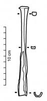 GGE-4003 - Gouge à percussion directeferTPQ : -30 - TAQ : 400Gouge à extrémité proximale massive, éventuellement traces de percussion directe au sommet.