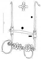 MRS-3009 - Mors de bridebronzeMors à canon rectiligne et rigide, et deux longues appliques latérales servant également à articuler une deuxième pièce de bouche équipée de perles (anneaux à quatre globules sur le pourtour).