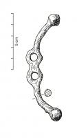MRS-3017 - Montant de morsferTige de section circulaire se terminant par un bouton à ses deux extrémités, la partie centrale est en forme de 8 et doublement perforée.
