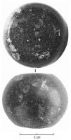 PDS-4477 - Poids en section de sphère : 3 unciaepierreTPQ : 30 - TAQ : 300Volume en section de sphère, avec deux faces parallèles ; 3 unciae. Marquage éventuel : 3 points.