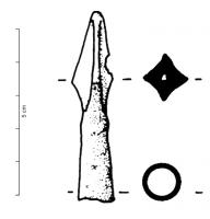 PTF-2015 - Pointe de flèche à douilleferPointe à 4 ailerons de section triangulaire en forme d'accent circonflexe, à longue douille légèrement conique.