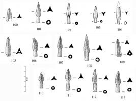PTF-2022 - Pointe de flèche à trois aileronsbronzePointe à trois ailerons, à douille et sans barbelure.