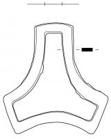 RHD-8002 - Anses quadrangulaire de réchaud du type DbronzeAnse coulée, à sommet rectiligne et de forme approximativement triangulaire, la base pouvant être légèrement concave.