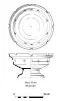 RHD-8004 - Réchaud à cuve perforée et à anses réniformes du type A1bronzeRéchaud se présentant sous la forme d'une coupe à pied, profils moulurés ; la cuve est perforée pour faciliter la combustion des braises qu'on y dépose.